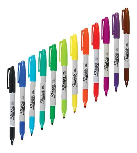 Caneta Unitária Marcador Permanente Sharpie Fine Cor Cor Básicas - Azul Marinho