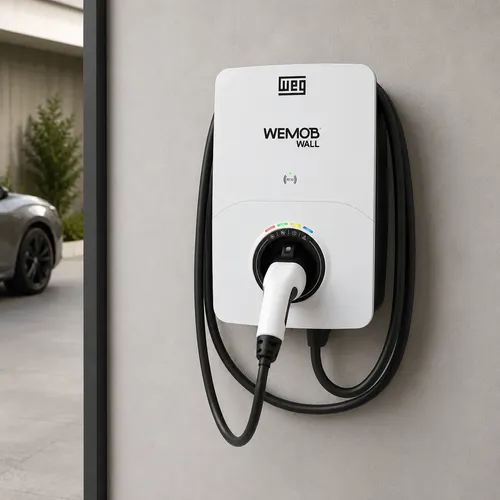 Carregador Carro Elétrico Weg Wemob Wall Até 7,4kw 32a Branco
