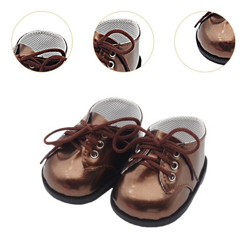 Zapatos De Muñeca De Felpa De Cuero Pu, Marron Oscuro