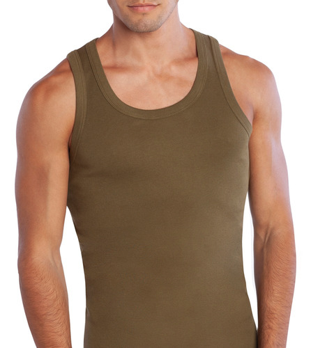 Camiseta Musculosa Hombre Algodón Verde Militar