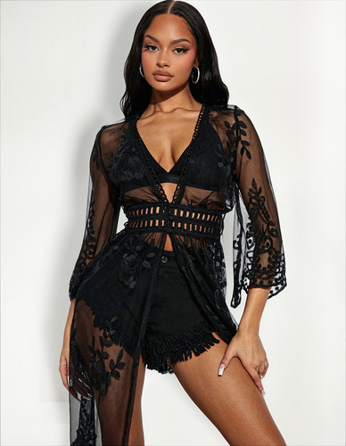 Kimono Negro Mujer