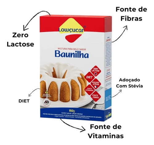 Kit 2 Mistura Bolo De Baunilha Zero Lactose Lowçucar 150g