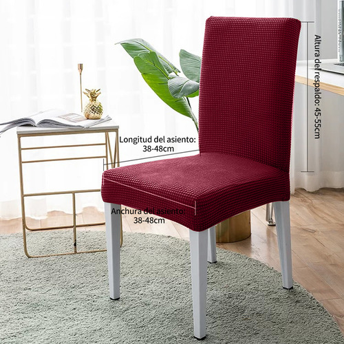 2 Pzas Fundas Elástica Protectora De Silla Comedor Removible Burdeos