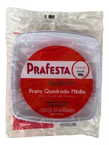 PRATO QUADRADO MEDIO VERMELHO PRAFESTA C/10