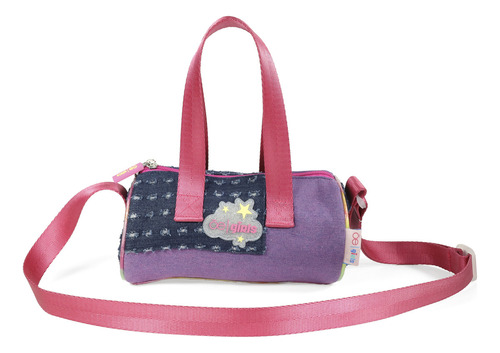 Bolsa Crossbody Cloe Textil Para Niña Diseño Parches Denim Color Lila