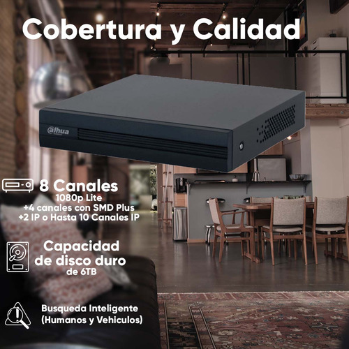 Kit Videovigilancia Cronos 6 Cámaras Dahua Bala B1A21N 2mp + Baluns + Accesorios - Kit Cctv DTH029-PLUS6-SC (dvr Dahua Xvr1b08-i Circuito Cerrado)