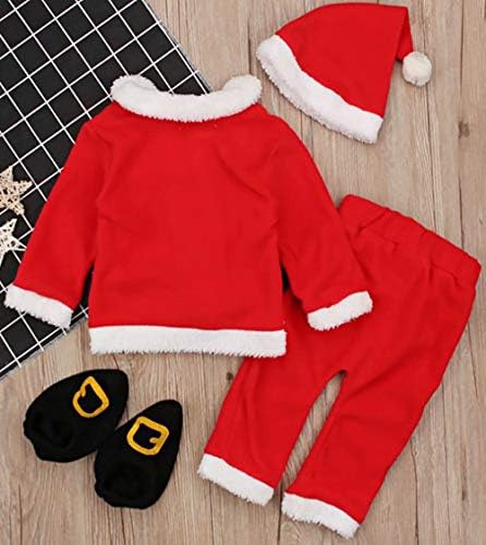 Uniqueone 4pcs Infant Baby Santa Christmas Tops + Pantalones