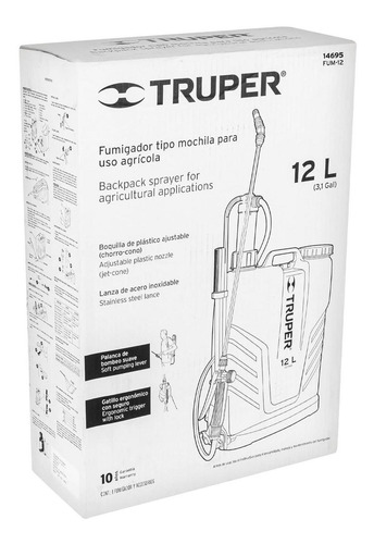 Fumigador Manual De Mochila 12 L Truper FUM-12