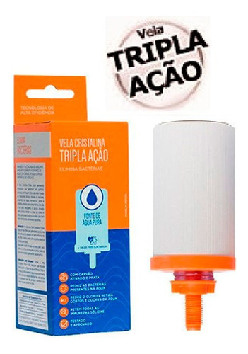 Vela Filtro Barro Carvão Ativado Elite Tripla Ação - 4 Peça Cor Branco