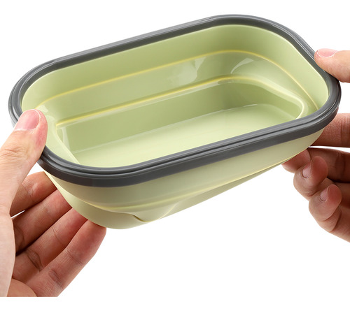 Rectángulo Portátil Plegable De Silicona Verde Apto Para Alm