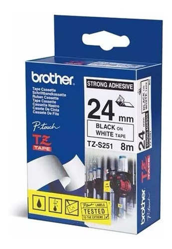 Cinta Matricial Brother Tzs251 24mm Negro/blanco Original