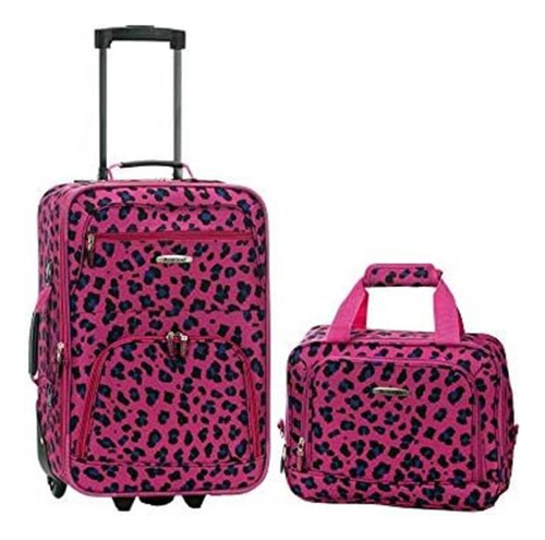 Juego Equipaje Rockland Softside Estampado Leopardo 2 Piezas