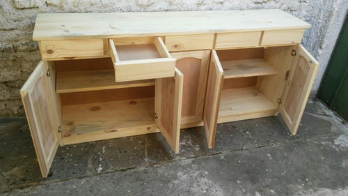 Imagen 8 de 10 de Bargueño Aparador Bajo Alacena Mueble Cocina Madera 5 Puerta