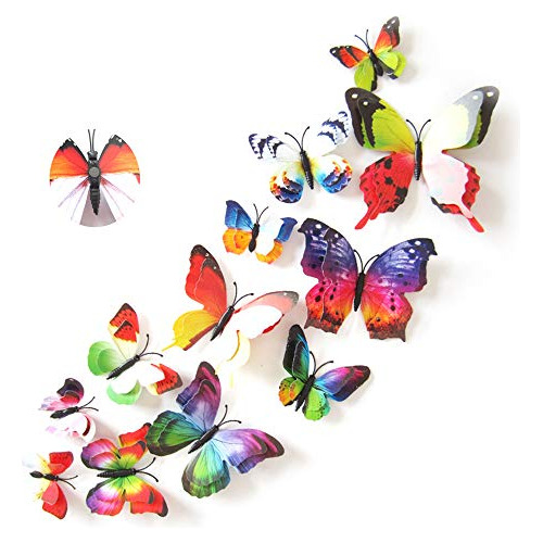 Pegatinas De Pared 3d De Mariposas Refrigerador 12 Pcs ...