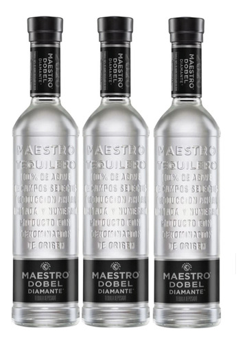 3 Tequila Maestro Dobel Diamante 700 Ml