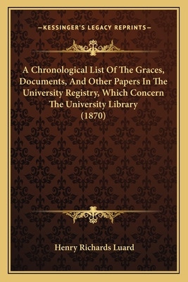 Libro A Chronological List Of The Graces, Documents, And ...