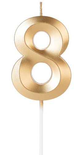 Número 8 - Vela Design Dourada Perolizada Para Bolo E Festa