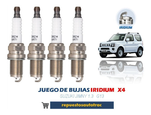 Bujías Iridium Suzuki Jimny 1.3 G13 100.000km Juego X4 Nuevo