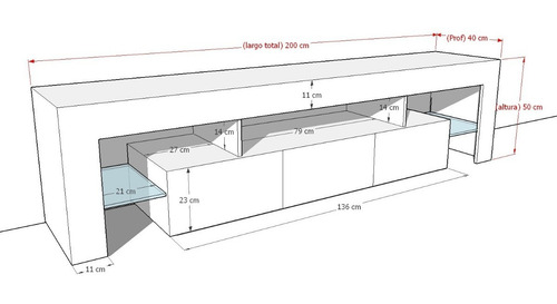 Imagen 2 de 6 de Mueble De Tv Con Luz Led Ref Perlato Madera Lacado