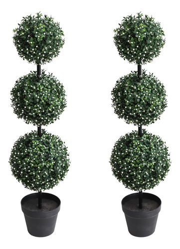 Momoplant Arbol De Triple Bola De Boj Artificial De 37 Pulga