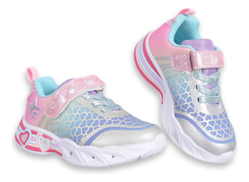 Zapatilla Nena Footy Wow 590 Sirena Corazón Con Luz Al Pisar