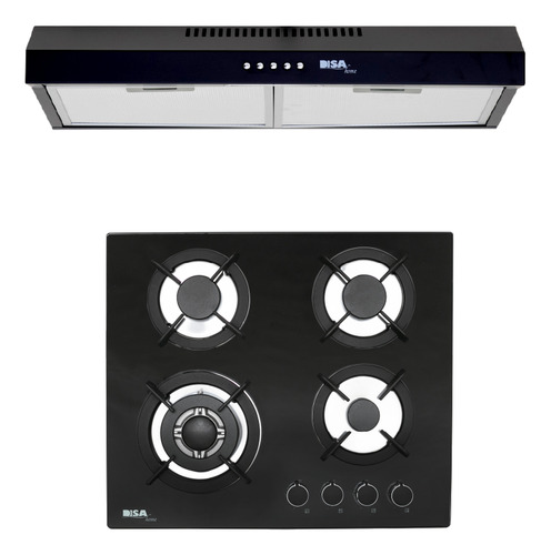 Combo Disa Home Parrilla Gas 4 Quemador Y Campana Mate 60cm