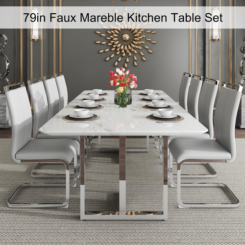 Hohoedc Juego De Mesa De Comedor Moderno De 79 Pulgadas Para