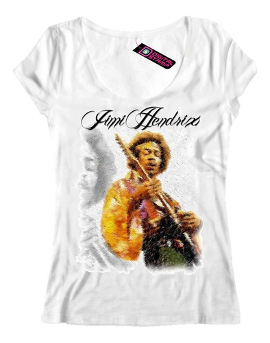 Remera Jimi Hendrix 1 Rock Mujer Estampado Digital Stamp Dtg