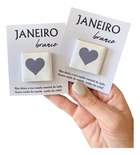 Janeiro Branco Lembrancinha - 30 Card Com Chocolate Lacreme