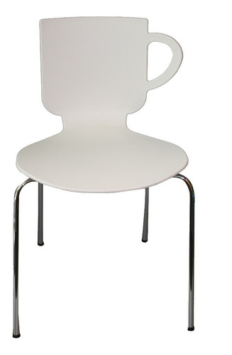 Silla Fija Baja Base Cromada Blanca