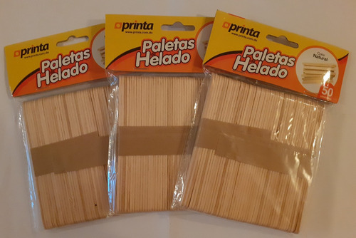 Paletas De Helado Color Natural Paq.x50. X 2 Paq. Ref. 1.80