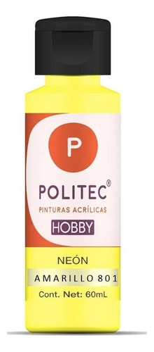 Pintura Acrílica Politec Hobby Acabado Neón 60 Ml Color Rosa