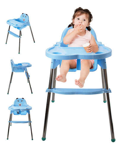 Cuory  CUO-BBA1 silla alta para bebé plegable portátil con charola color azul