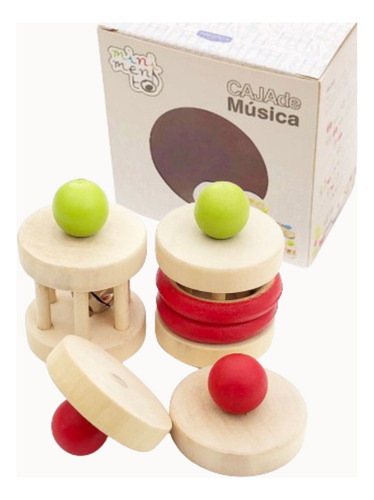 Caja De Instrumentos Musical Cascabel Sonajero - Minimento Color Multicolor Diseño Clásico