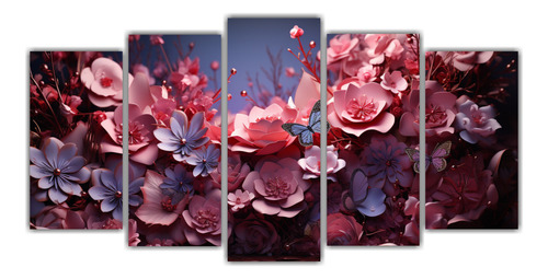 Cinco Artes De Pared Diseños Magnolias Ambiente 150x75cm
