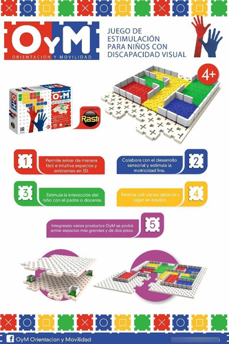 Imagen 2 de 4 de Oym Juego Rasti Para Armar Niños Discapacidad Visual Bloques
