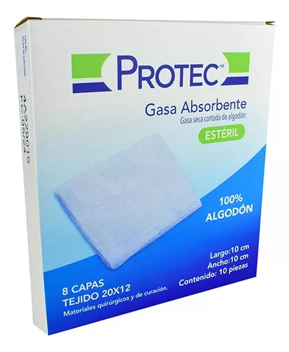 Gasas Estériles Protec Absorbentes 10x10cm 1 Pack De 10 Pzs