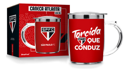 Caneca São Paulo Fc Presente Perfeito Para Torcedores Inox Cor Branco 450mL