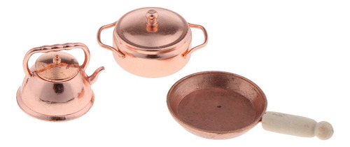 Escala 1:12 Sartén De Bronce Olla Hervidor De Cocina En