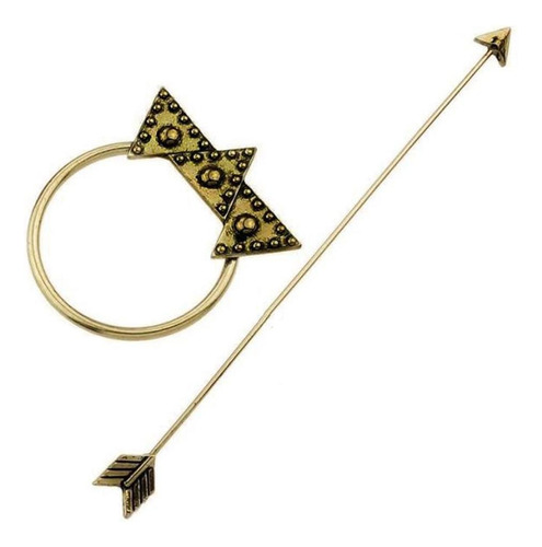 Broche De Cabellero Triangular De Flecha De Bronce Vintage