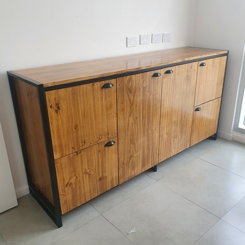 Imagen 2 de 4 de Vajillero 200x50 Guardado Hierro Madera Laqueado Industrial