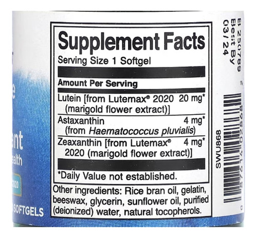 Swanson Antioxidante Ocular Definitivo 30 Softgels Sabor Sin Sabor