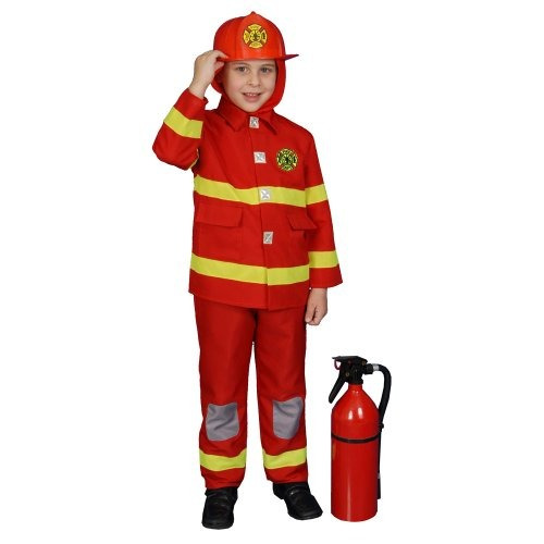 Disfraz Para Niño Bombero Con Casco Talla Large(12-14)-