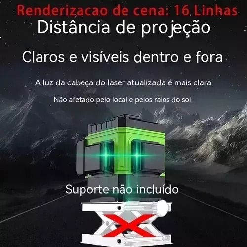 Autonivelamento 3d De Nível Laser Verde De 16 Linhas Com V