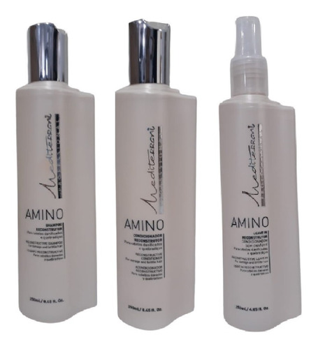 Imagem 2 de 7 de Kit Mediterrani Amino Shampoo + Cond + Leave-in + Máscara