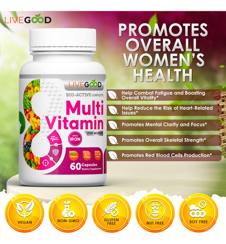 Livegood Multivitamínico Mujeres Con Hierro 60 Cápsulas