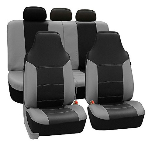 Cubiertas De Asiento Del Grupo Fh Juego Completo Gris Negro