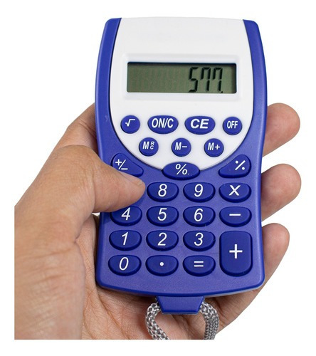 Mini Calculadora Colorida De Bolso Com Cordinha Escritório