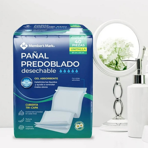 Pañal Predoblado Para Adulto 40 Piezas Mm