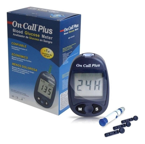 On Call Plus Medidor de Glucosa (Glucómetro) para control Diabetes - No incluye Tiras Reactivas